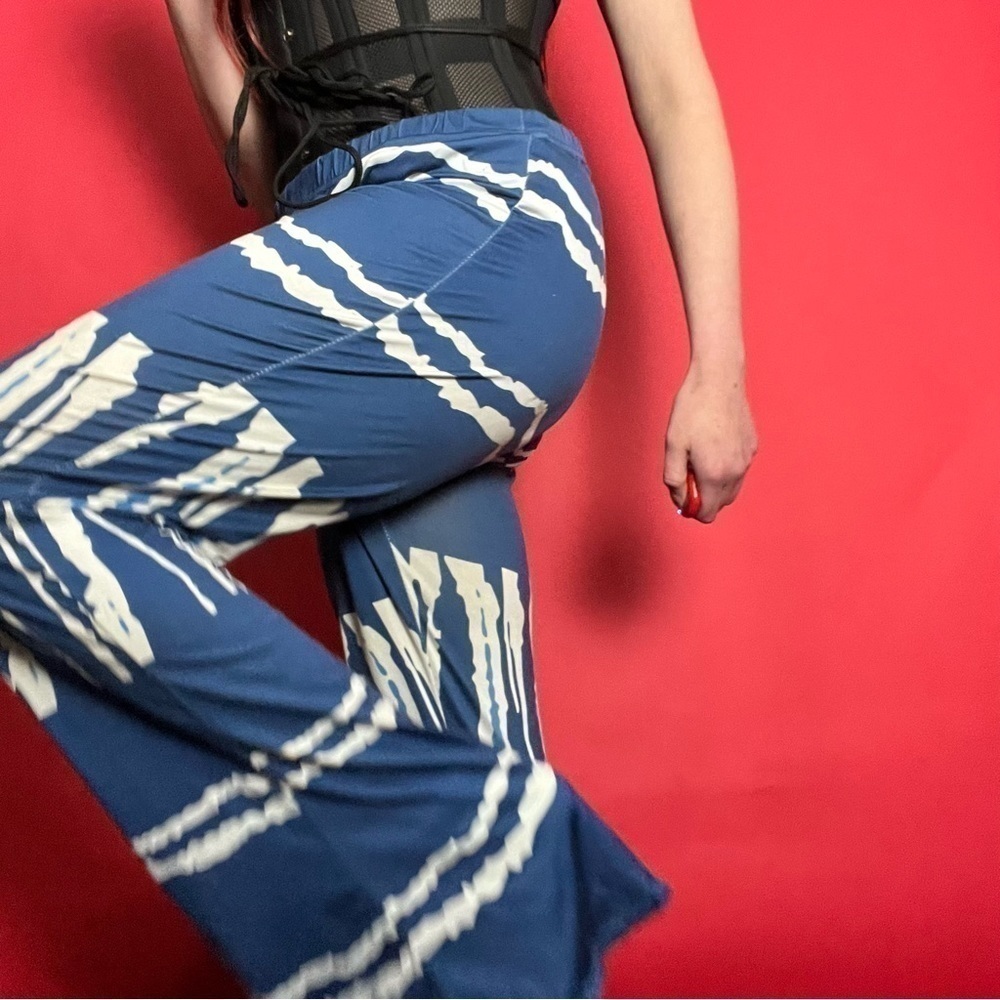 Blue and white hippy bell bottom pants  🤍💙​​​​​​​​​​​​​​​​​​​​​
